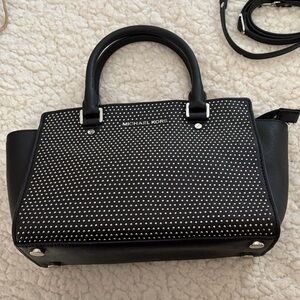 Michael Kors Black Satchel with Silver Accents